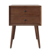 Emma Mid-Century Modern Nightstand with 2 Drawers,Brown | Emma Table de Nuit Moderne Mid-Century avec 2 Tiroirs, Marron