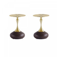 Patchin Modern End Table in Brown and Gold - Set of 2