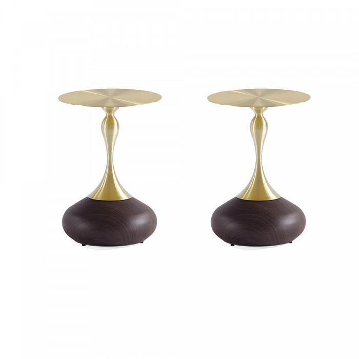 Patchin Modern End Table in Brown and Gold - Set of 2