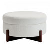 Sophia Round Storage Ottoman Coffee Table with Tufted Upholstery - White | Table Basse Ottoman Ronde Sophia avec Rembourrage Capitonne et Rangement - Blanc