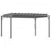 Outsunny 12.8' X 9.7' Outdoor Louvered Pergola With Retractable Roof, Grey