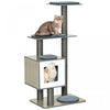 Pawhut 47" Wood Cat Tree, Cat Condo Tower With Scratching Post, Toy Ball, Grey|Arbre A Chats Design Contemporain Griffoirs Grattoirs Sisal Naturel Centre Dactivites Niche Plate-f