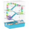 Pawhut 32\" Hamster Cage, 6 Tier Small Animal Cage With Tunnels And Tubes, Diy Design Gerbil Cage With Hut, Wheel, Food Dish, Water Bottle, Ramps, For Dwarf & Gerbil, Light Blue