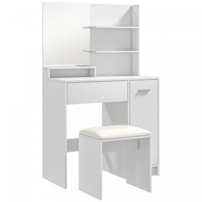 HOMCOM Vanity Desk with Mirror and Stool Makeup Vanity for Bedroom White