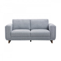 Caden 67 in. Textured Weave Fabric Loveseat with Block Arms and Wood Legs - Grey