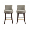 Lucia Modern Chenille Wood Upholstered Barstool in Taupe - Set of 2 | Tabouret de bar moderne Lucia en bois et tissu chenille taupe - Lot de 2