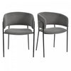 Ethan Set of 2 Modern Corduroy Upholstery Side Chair with Angled Legs and Adjustable Feet,Grey Dining Chair | Ethan Ensemble de 2 chaises d’appoint modernes avec assise en velours cotele, pieds inclines et pieds reglables, gris