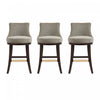 Lucia Modern Chenille Wood Upholstered Barstool in Taupe - Set of 3 | Tabouret de bar moderne Lucia en bois et chenille taupe, lot de 3