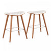 LumiSource Saddle White Faux Leather Mid-Century Modern Counter-Height Stool - Set of 2|Tabouret moderne du milieu du 20e siècle Saddle de hauteur comptoir en similicuir blanc - ensemble de 2
