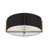 Dainolite Preston 3 Light Semi-flush Mount Aged Brass Black Shade Lamp|Plafonnier semi-affleuré Preston de Dainolite avec abat-jour noir, fini laiton vieilli et 3 ampoules