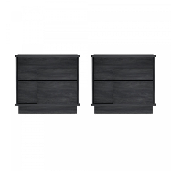 Horizon Modern 22\" Nightstand in Charcoal Gray (2-Drawer) - Set of 2