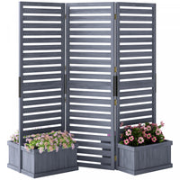 Outsunny Outdoor Privacy Screen With 4 Raised Beds And Drainage Holes