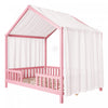 Paul Montessori Floor Bed with Canopy and High Railings,Full Size, Pink Full Bed | Paul Lit Montessori au sol avec baldaquin et barrieres hautes, Taille Double, Rose