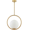 Dainolite Adrienna 15.75" 1 Light Pendant Aged Brass Finish White Opal Glass Lamp|Luminaire suspendu Adrienna de Dainolite en verre blanc opale, avec fini laiton vieilli et 1 ampoule 15.75 po