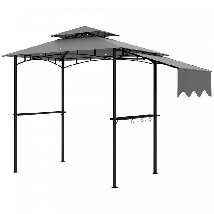 Outsunny 8' X 5' Grill Gazebo, Double Tiered Barbecue Gazebo, Light Grey