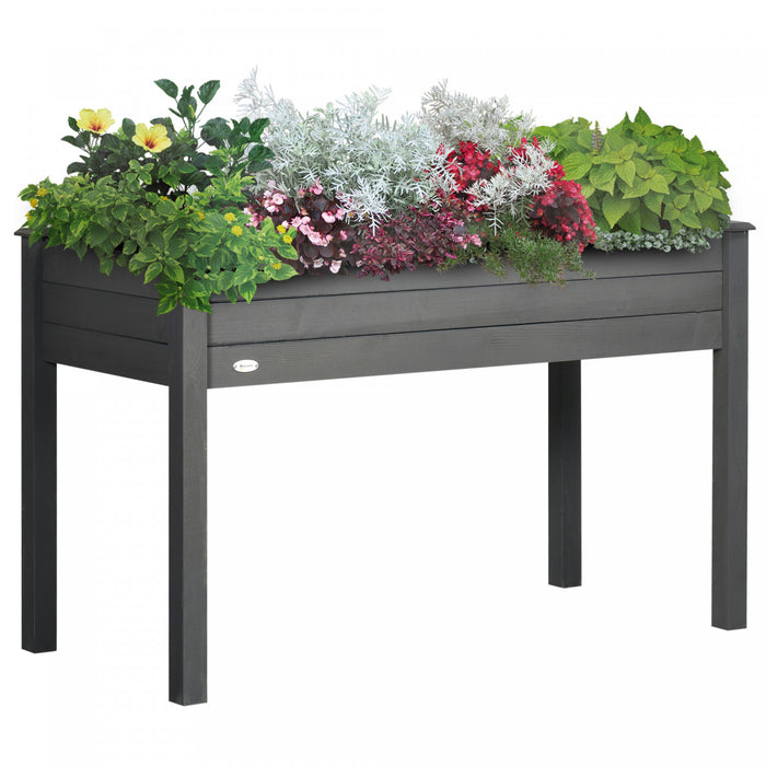 Outsunny 48\"x22\"x30\" Elevated Planter Box, Wooden Patio Raised Garden Bed