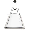 Dainolite Trapezoid 3 Light Pendant Trapezoid Black/White Shade White Fabric Diffuser Lamp|Luminaire suspendu Trapezoid de Dainolite avec abat-jour trapézoïde noir et blanc qui diffuse la lumière, tissu blanc et 3 ampoules