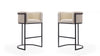 Cosmopolitan Mid-Century Modern Metal Upholstered Barstool in Cream - Set of 2 Bar Stool | Tabouret de bar rembourre en metal style cosmopolite mi-siecle moderne, creme - Lot de 2