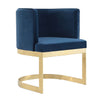 Manhattan Comfort Aura Velvet Dining Chair - Royal Blue & Polished Brass|Chaise de salle à manger Aura de Manhattan Comfort en velours - bleu roi et laiton poli
