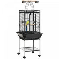 Pawhut 61.5 Inch Bird Cage Parakeet House For Cockatiel With Stand, Pull Out Tray, Play Top, Storage