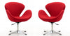 Raspberry Modern Upholstered Swivel Lounge Chair in Red - Set of 2 Accent Chair | Fauteuil lounge pivotant moderne en tissu Raspberry rouge - Lot de 2