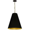 Dainolite Anaya 1 Light Pendant Medium Aged Brass Black/Gold Shade Lamp|Luminaire suspendu moyen Anaya de Dainolite avec abat-jour noir et doré, fini laiton vieilli et 1 ampoule