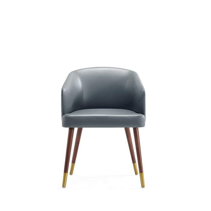 Manhattan Comfort Modern Reeva Dining Chair Upholstered Leatherette with Beech Wood Back & Solid Wood Legs - Walnut & Graphite Grey