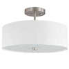 Dainolite Everly 3 Light Semi-flush Mount Satin Chrome Finish White Shade Lamp|Plafonnier semi-affleuré Everly de Dainolite avec abat-jour blanc, fini chromé satiné et 3 ampoules