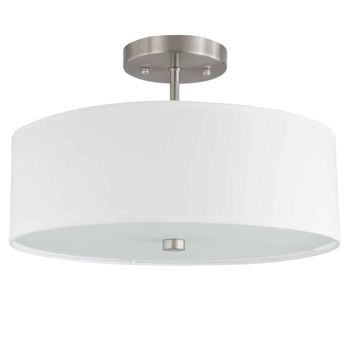 Dainolite Everly 3 Light Semi-flush Mount Satin Chrome Finish White Shade Lamp
