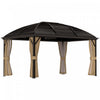 Outsunny 10' X 13' Hardtop Gazebo With Mesh Nettings, Brown