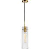 Dainolite Patia 1 Light Pendant Aged Brass Clear Fluted Glass Lamp|Luminaire suspendu Patia de Dainolite en verre cannelé transparent, avec fini laiton vieilli et 1 ampoule
