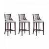 Fifth Avenue Traditional Wood Upholstered Barstool in Light Gray - Set of 3 | Tabouret de bar traditionnel en bois avec assise rembourree Fifth Avenue, gris clair - Lot de 3