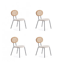 Jardin Industry Chic Cane Back Upholstered Dining Chair in Oatmeal and Natural - Set of 4