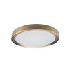 Dainolite Flynn Flush Mount 24w Aged Brass White Diffuser Lamp|Plafonnier affleuré Flynn de Dainolite qui diffuse la lumière, avec fini laiton vieilli et blanc, et ampoule de 24 W