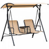 Outsunny 2 Person Covered Porch Swing Patio Swing With Pivot Storage Table, Cup Holder, & Adjustable|Outsunny Balancelle De Jardin 2 Places Table D'appoint Pivotante + Rangement Integre Inclinaison Toi