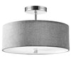 Dainolite Everly 3 Light Semi-flush Mount Polished Chrome Finish Grey Shade Lamp