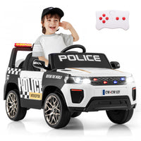 Honeyjoy Kids Ride On Police Car 12v 7a Battery Powered Cop Car With Remote Control White