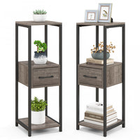 Costway 2 Pack 3 Tier Tall Metal Plant Stand Indoor Plant Table With Drawer Anti-tipping Devices