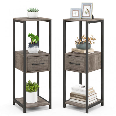 Costway 2 Pack 3 Tier Tall Metal Plant Stand Indoor Plant Table With Drawer Anti-tipping Devices