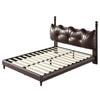 Emma Faux Leather Platform Bed Frame with Headboard,Queen Size,Dark Brown Queen Bed