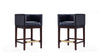 Kingsley Mid-Century Modern Wood Upholstered Counter Stool in Black - Set of 2 | Tabouret de comptoir Kingsley style milieu du siecle en bois et tissu, noir – Lot de 2