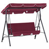 Outsunny 3-seat Patio Swing Chair, Outdoor Porch Swing Glider With Adjustable Canopy, Removable Cushion, And Weather Resistant Steel Frame, For Garden, Poolside, Backyard, Wine Red