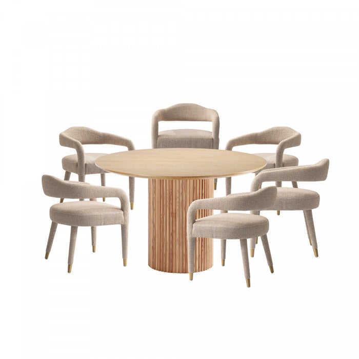Aspen and Hathaway Modern Industry Chic 7-Piece Dining Set in Silver Lining and Natural