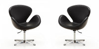 Raspberry Modern Upholstered Swivel Lounge Chair in Black - Set of 2 Accent Chair