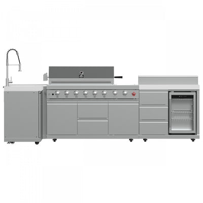 FORNO Bulnes Outdoor Kitchen 84,000 BTU Stainless Steel BBQ & White Sintered Stone Countertops - FODKT2520WHT | Cuisine d'exterieur Bulnes – BBQ en acier inoxydable de 84 000 BTU et comptoirs blancs – FODKT2520WHT