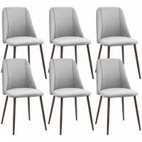 HOMCOM Dining Chairs Set of 6, Accent Chair with Velvet-touch Upholstery, Grey