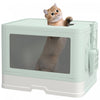 PawHut Foldable Cat Litter Box with Lid, Front Enter & Top Exit Kitten Litter Box Fully Enclosed, Pull-Out Drawer Type Large Cat Toilet with Scoop, Self-Groomer for Kitties, Green