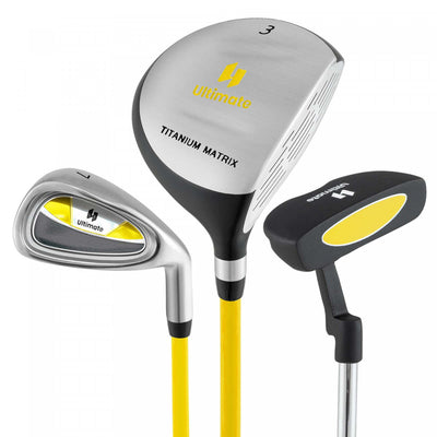 Ultimate Junior Golf Club Set For Children Includes 165cc #3 Fairway Wood & #7 Iron Yellow