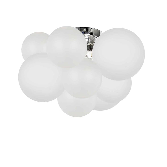 Dainolite Miles 3 Light Flush Mount Polished Chrome Frosted White Glass Lamp