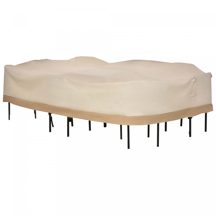Outsunny Oval Patio Table And Chair Set Cover, Beige/coffee Sofa Set